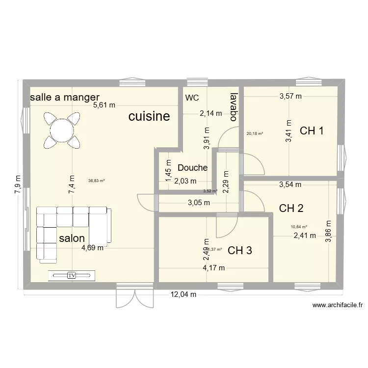 M.D. Pavaday. Plan de 5  et 82 m²