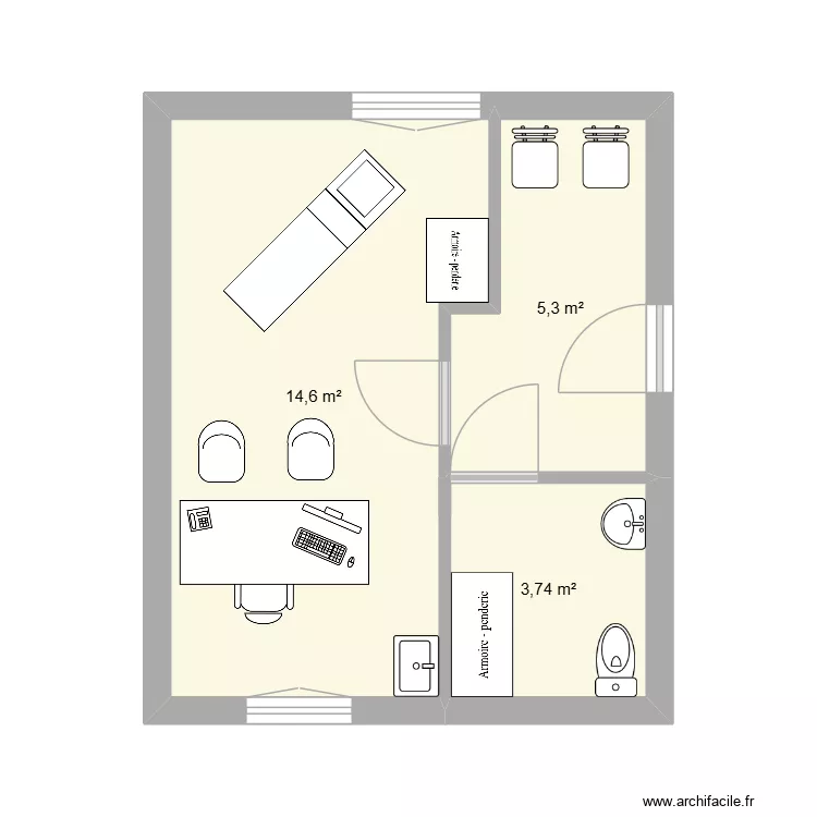 Cab. Plan de 3  et 24 m²