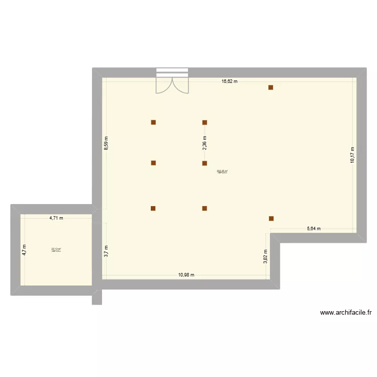 Plan de base Etage 1 BCF (Aout 2026). Plan de 2 et 224 m² Plan de base Etage 1 BCF (Aout 2026). Plan de 2 et 224 m²