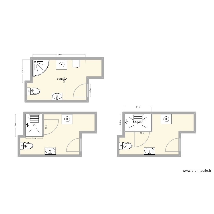 DEBRAYE. Plan de 2 pièces et 14 m2
