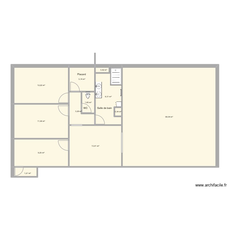 plan modification salle de bain et WC. Plan de 0 pièce et 0 m2