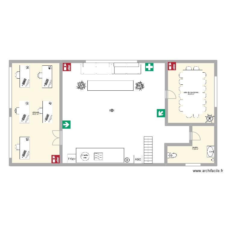 planta 2. Plan de 3 pièces et 83 m2