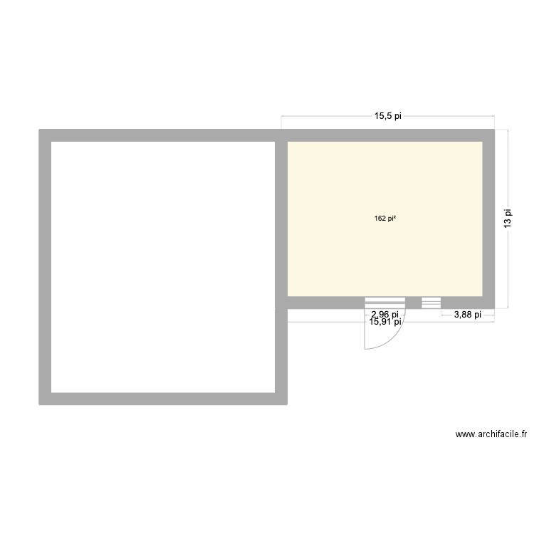 Rallonge garage 817. Plan de 1 pièce et 15 m2