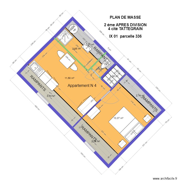 TATTEGRAIN plan de masse 2 EME étage  APRES DIVISION. Plan de 0 pièce et 0 m2