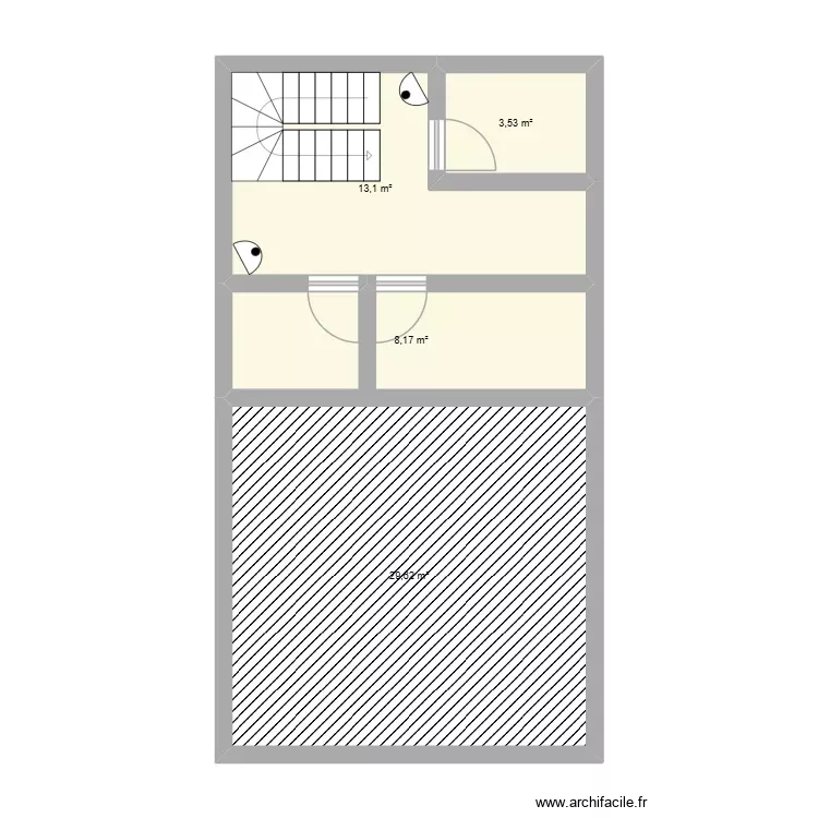 1er etg labo essalam. Plan de 4 Pièces et 54 m²