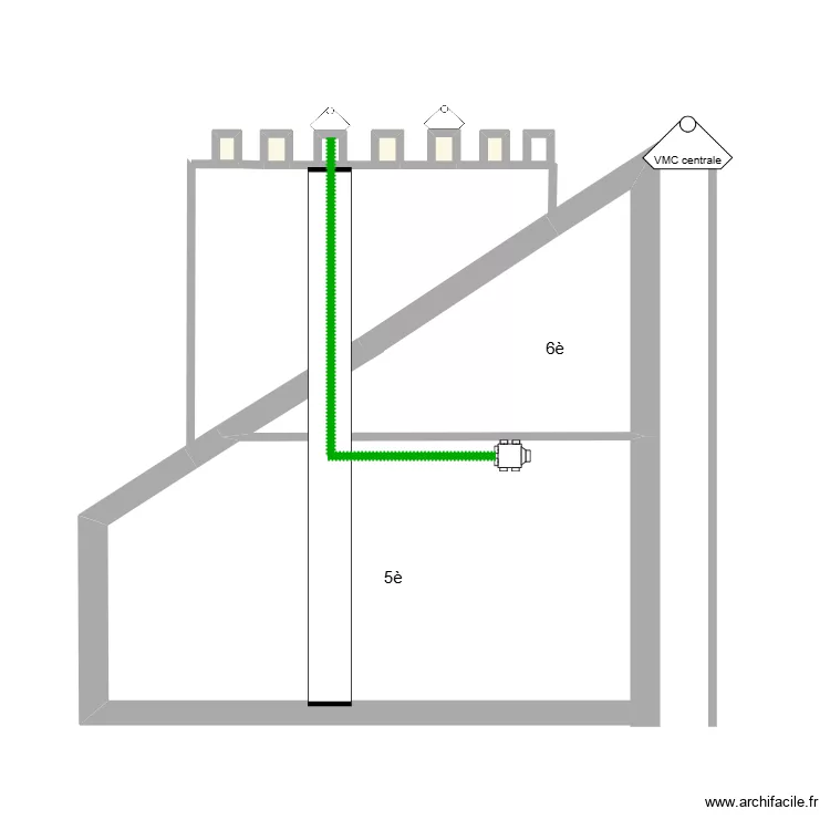 Godot coupe. Plan de 6  et 6 m²