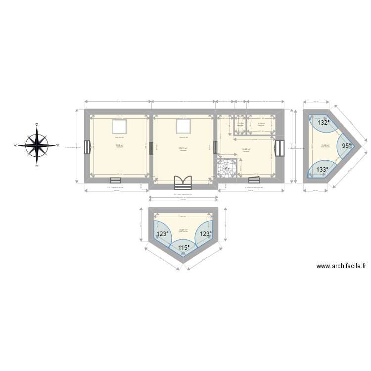 ML23020477. Plan de 13 pièces et 163 m2