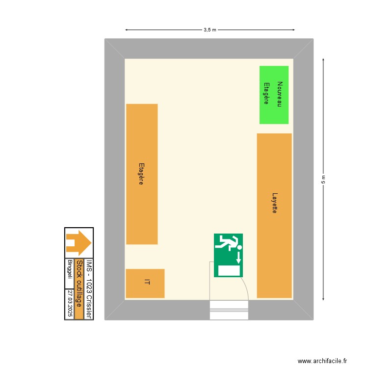 Stock outillage. Plan de 1 pièce et 18 m2
