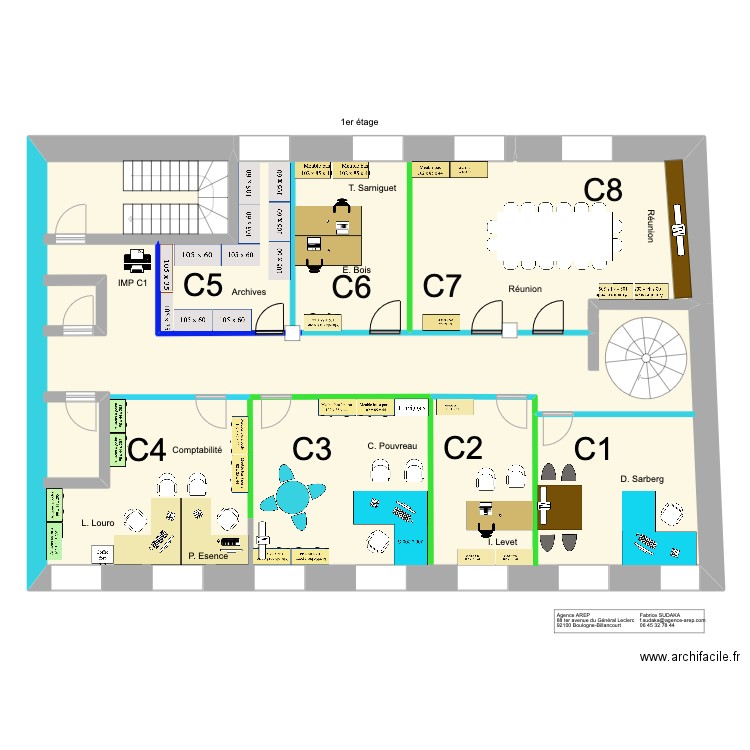 AREP 1er Etage Zone C 2503-2024. Plan de 2 pièces et 182 m2