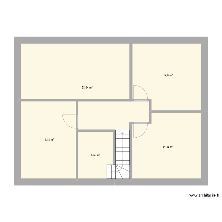 Maison 2 - etage. Plan de 5 pièces et 78 m2