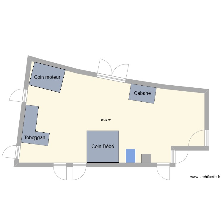 Pièce Bébé. Plan de 1 pièce et 55 m2