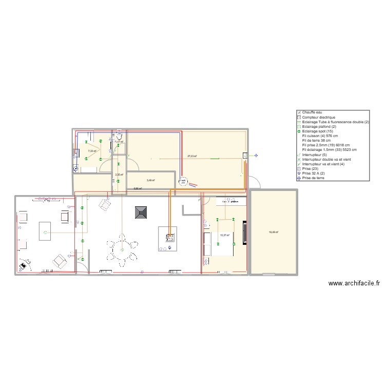 plan vierge. Plan de 8 pièces et 81 m2