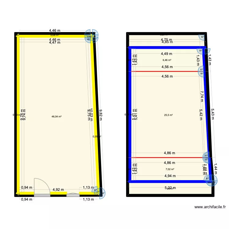 Maison Erbray. Plan de 14  et 92 m²