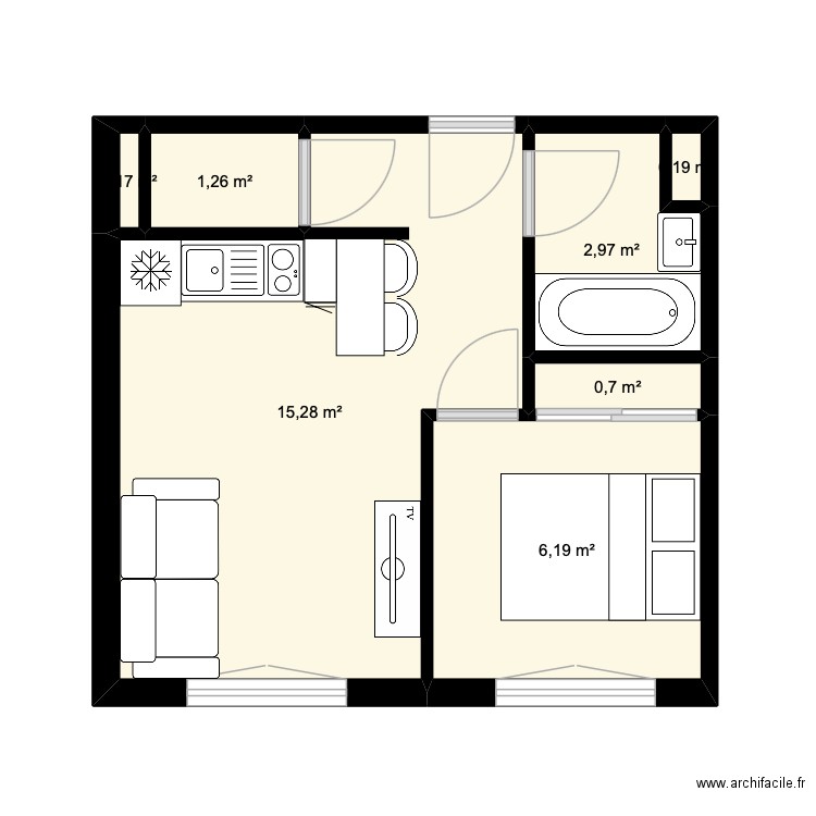 plan essai. Plan de 7 pièces et 27 m2