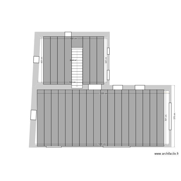 PLAN PLANCHER ETAGE DALLE. Plan de 1 pièce et 26 m2