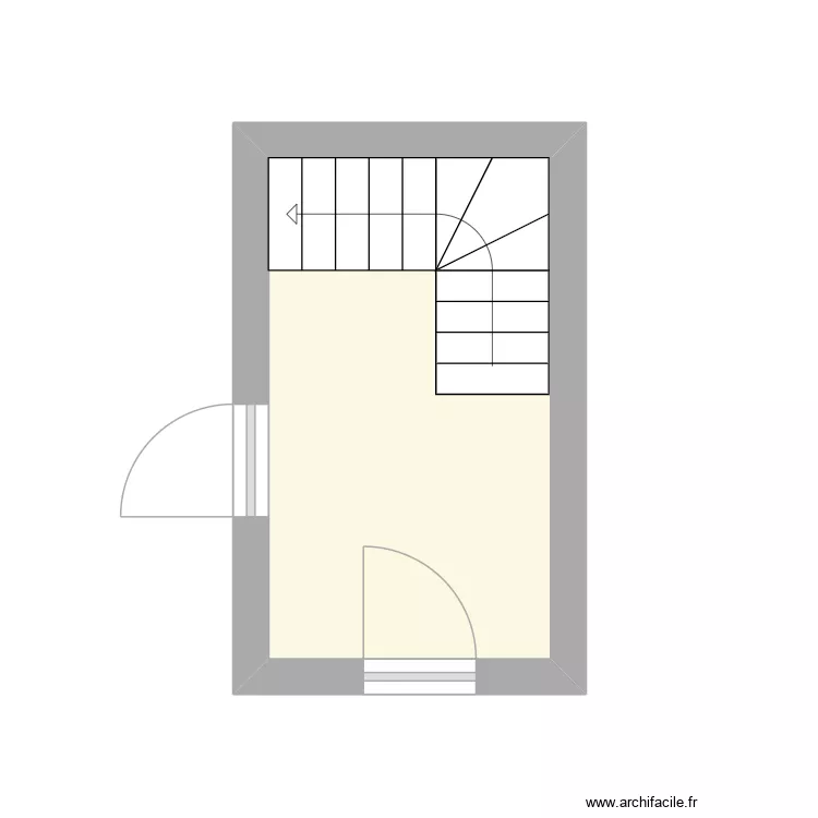 BOUDINAUD RDC &eacute;tat initial. Plan de 1  et 7 m²