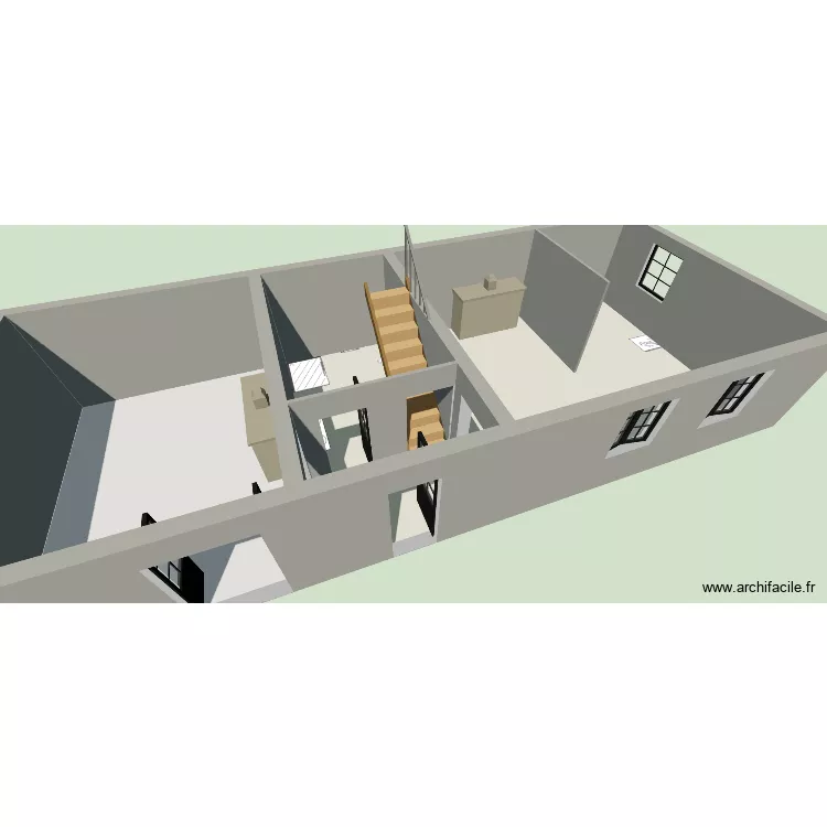 REZ DE CHAUSSEE. Plan de 3 Pièces et 78 m²