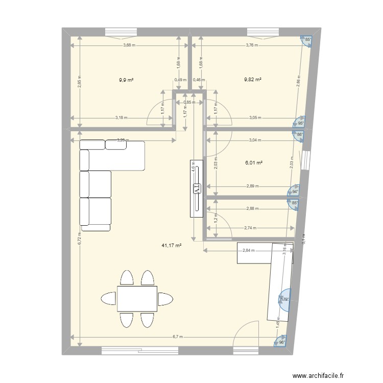 grange. Plan de 16 pièces et 216 m2