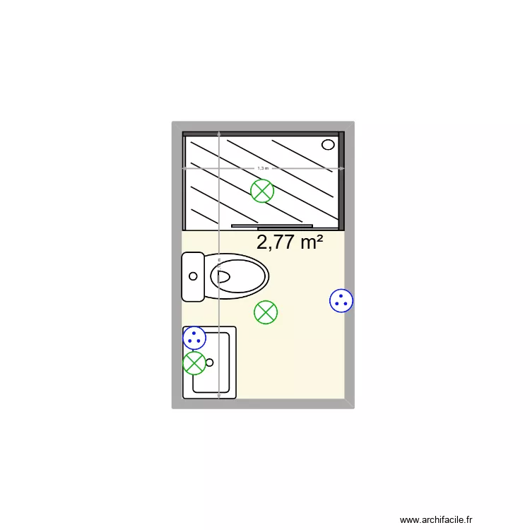 olihh. Plan de 1  et 3 m²