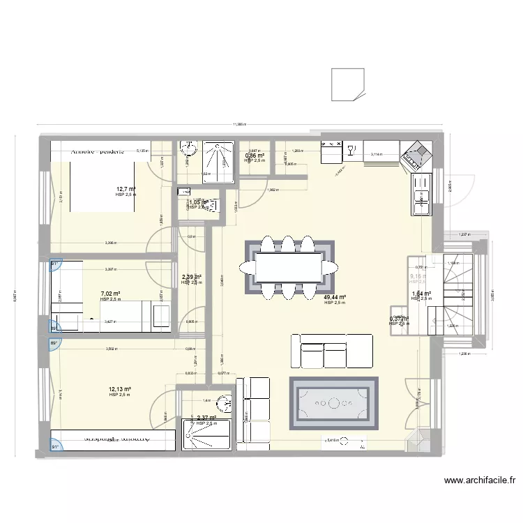 plan garage & &eacute;tage. Plan de 18  et 184 m²