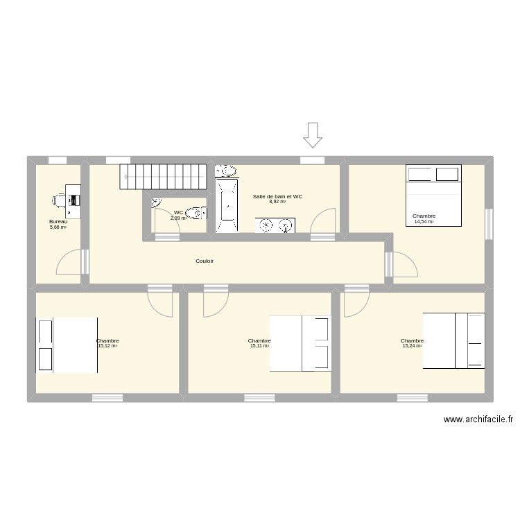 maison2. Plan de 8 pièces et 96 m2