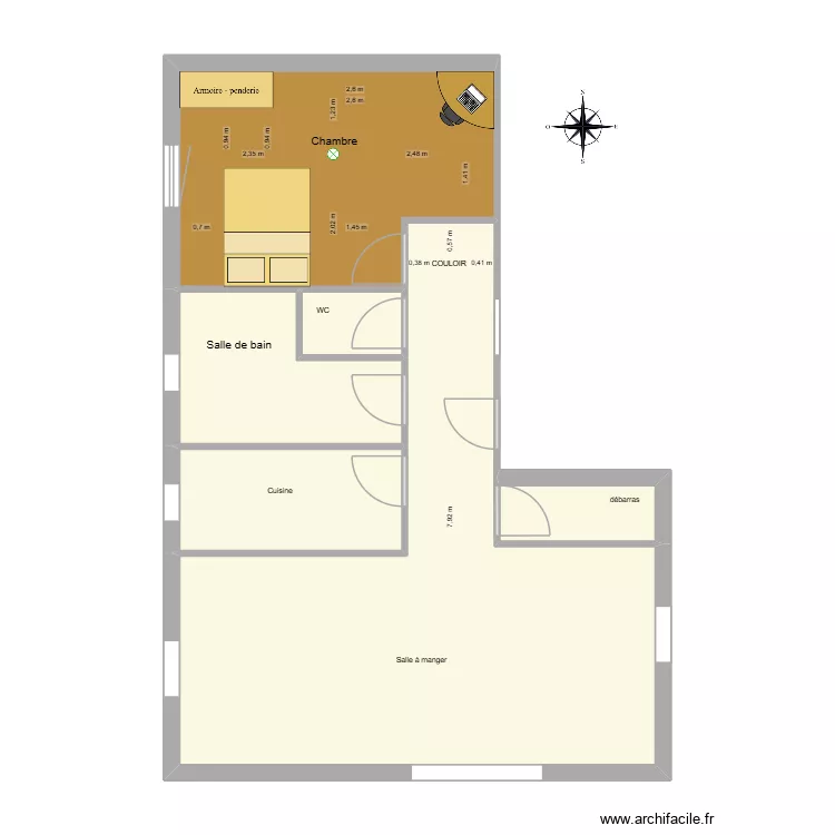 Appartement F2 seck Minh-Hao MTNE1 appartement f2. Plan de 6 pièces et 65 m²