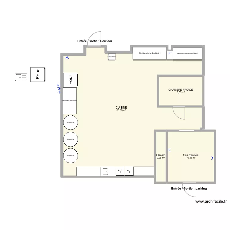 Cuisine ORS Actuel. Plan de 4 et 79 m² Cuisine ORS Actuel. Plan de 4 et 79 m²