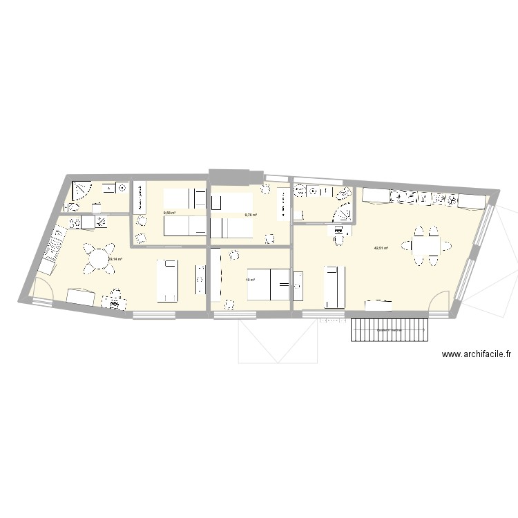 Murs Garage + étage escalier ext Projet 2. Plan de 8 pièces et 204 m2