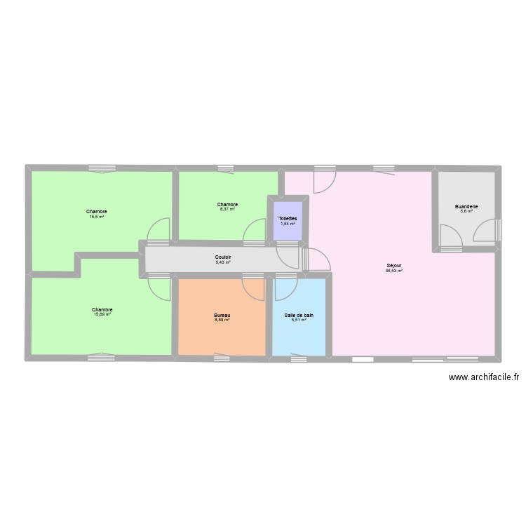 Test 1 maison. Plan de 9 pièces et 103 m2