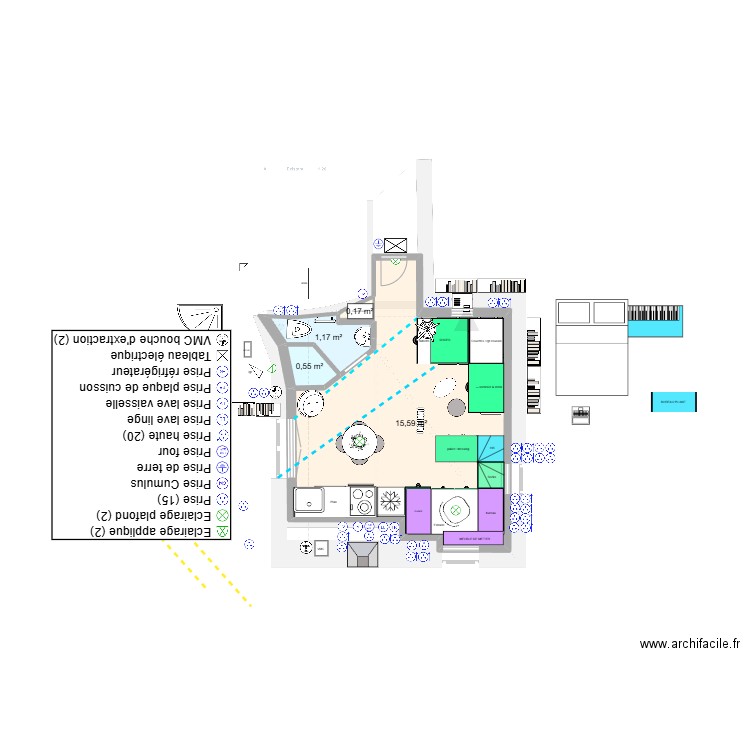BOITE SDB V3. Plan de 12 pièces et 42 m2