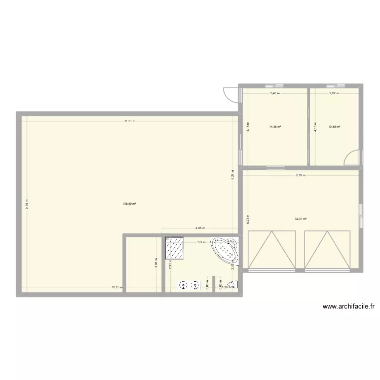 Projet V1. Plan de 4  et 164 m²