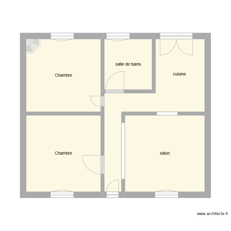 GROS plan état initial. Plan de 5 pièces et 48 m2
