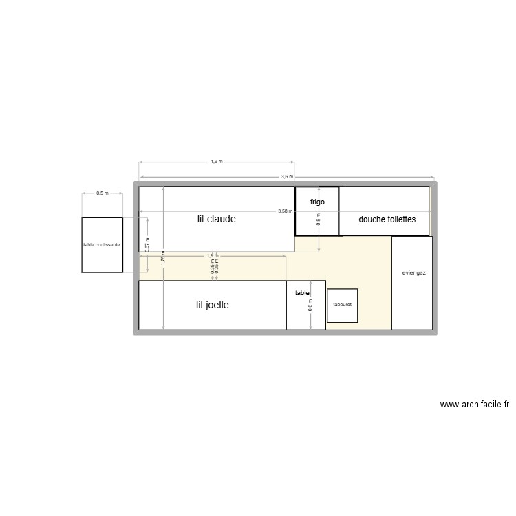 JOPOU12 - PLAN FIAT DUCATO 2. Plan de 1 pièce et 6 m2