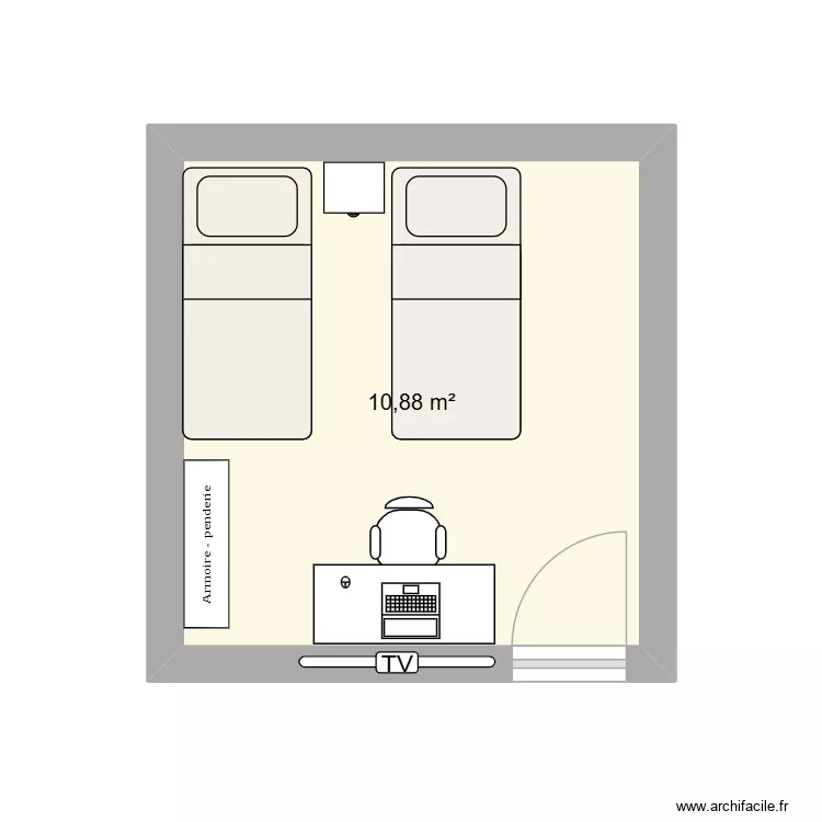 plan2-chambre enfants. Plan de 1 Pièce et 11 m²