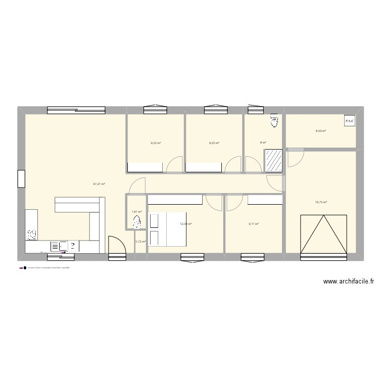 PLAN CUISINE. Plan de 10 pièces et 121 m2