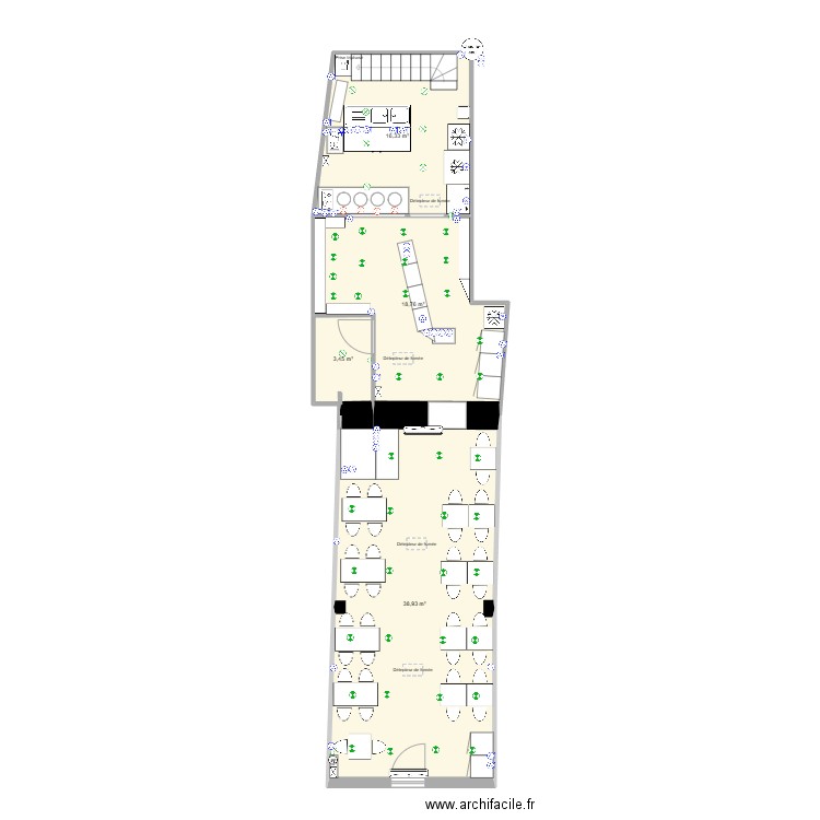 creperie elec. Plan de 4 pièces et 77 m2