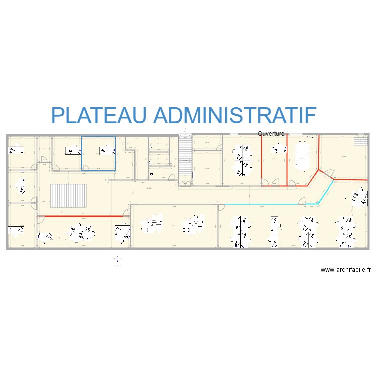 Projet adm. Plan de 20 pièces et 763 m2