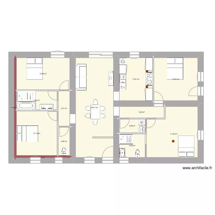 Maison Neuilly 2. Plan de 14  et 121 m²