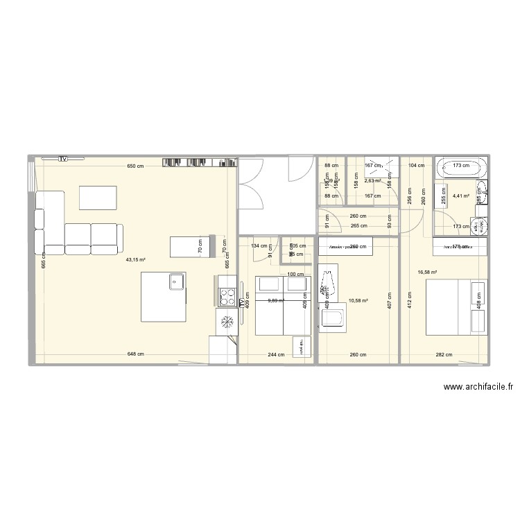 Appartement 20 ème. Plan de 0 pièce et 0 m2