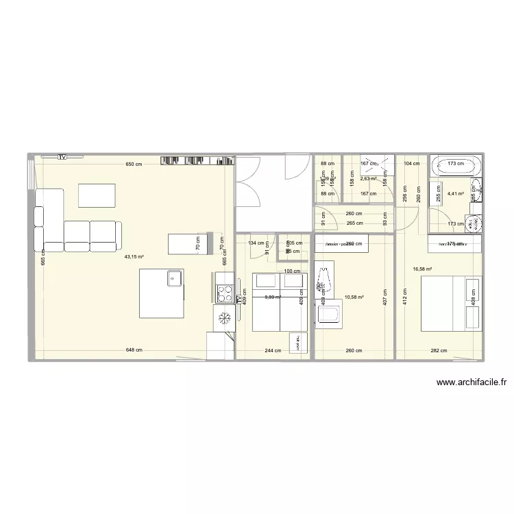 Appartement 20 &egrave;me. Plan de 