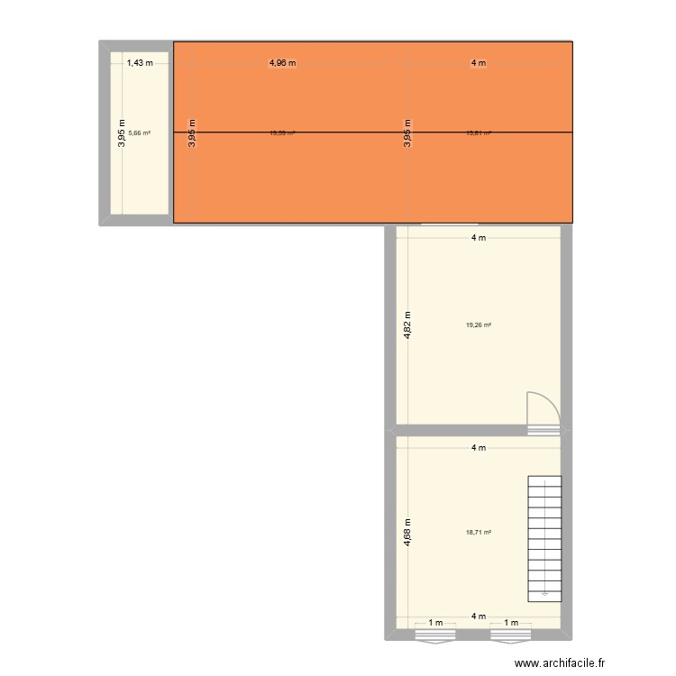 2ème étage. Plan de 5 pièces et 79 m2