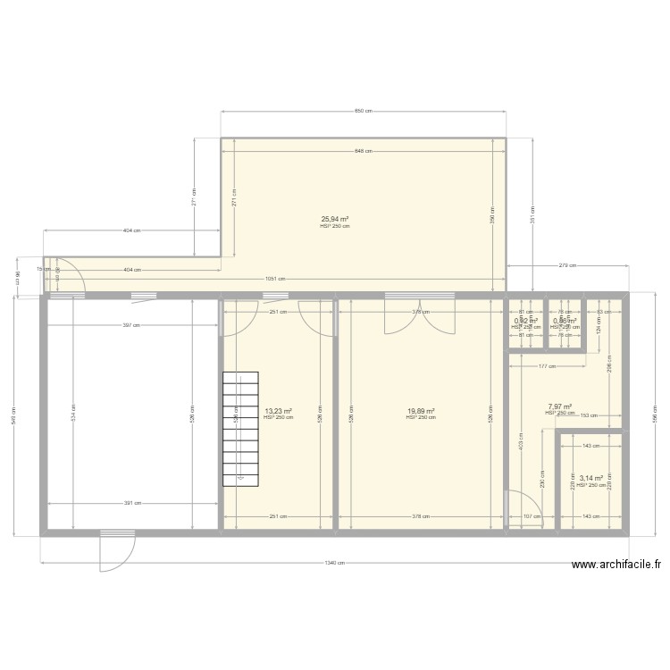 Grange CALEDE. Plan de 7 pièces et 72 m2