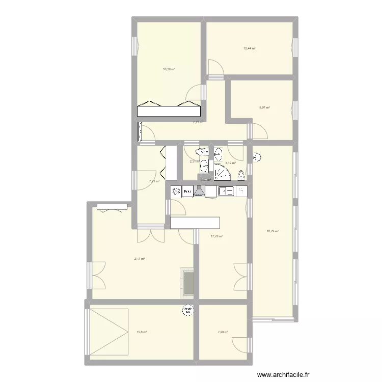 Maison M-C avant travaux. Plan de 