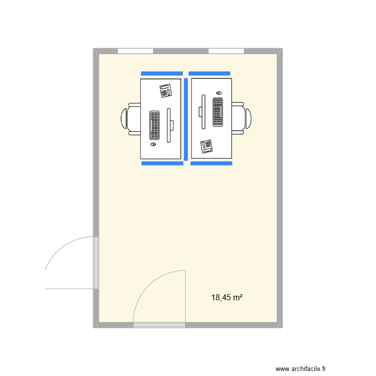 Pool téléphonique 2eme. Plan de 1 pièce et 18 m2