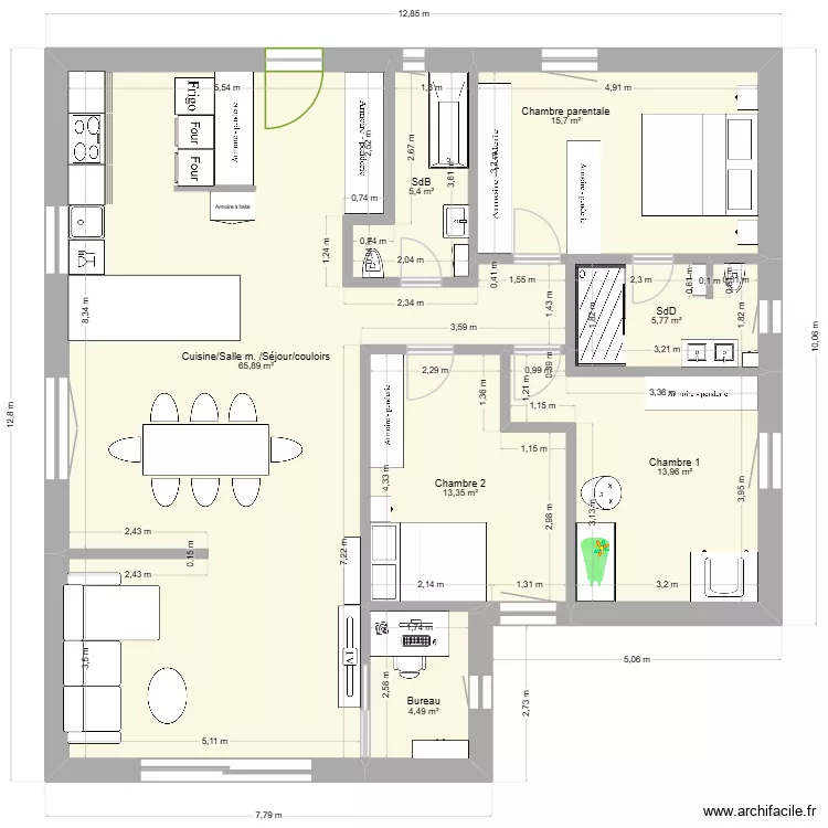 Plan_Conny.4_rez. Plan de 7  et 131 m²