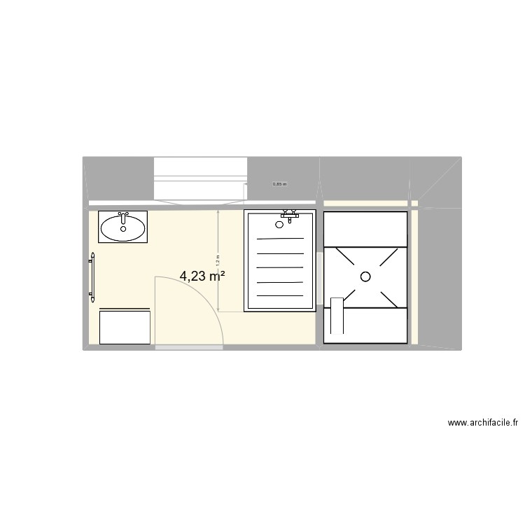 sdb rdc - projet01b. Plan de 4 pièces et 4 m2