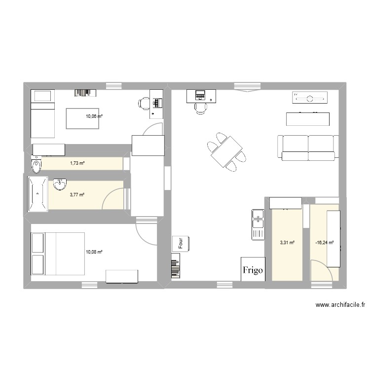 premiere  simulation. Plan de 6 pièces et 32 m2