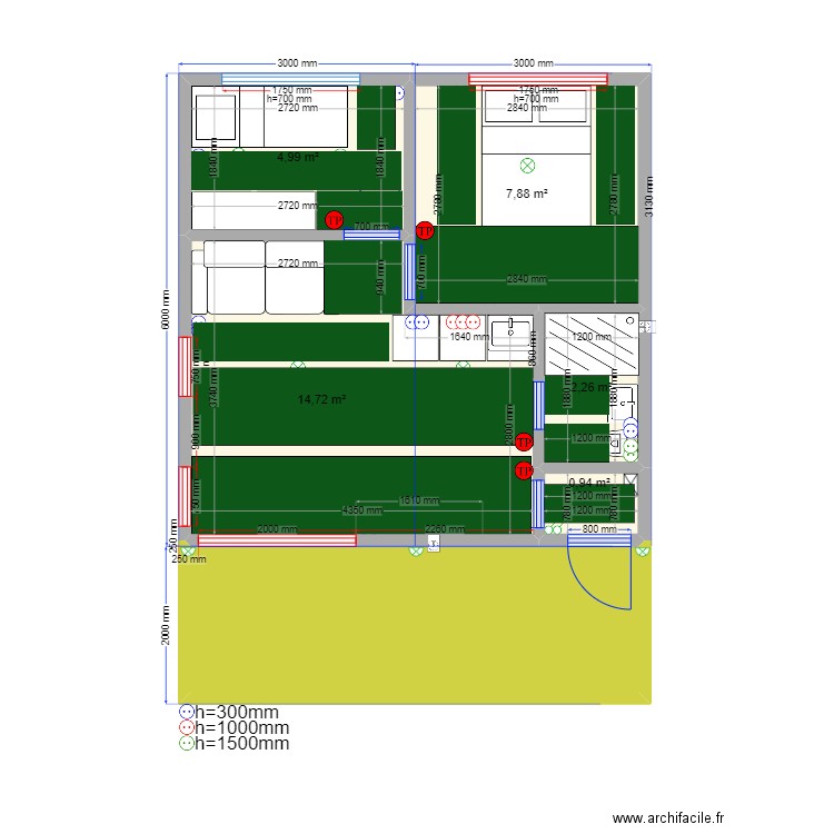36 222 Губино эл ТП. Plan de 6 pièces et 41 m2