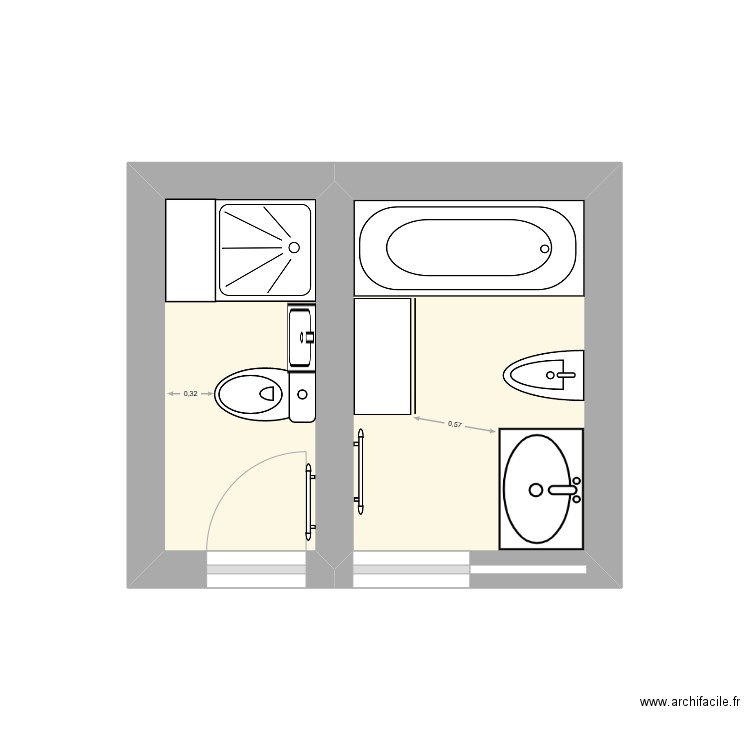 URIER Jacqueline, Laure. Plan de 2 pièces et 6 m2