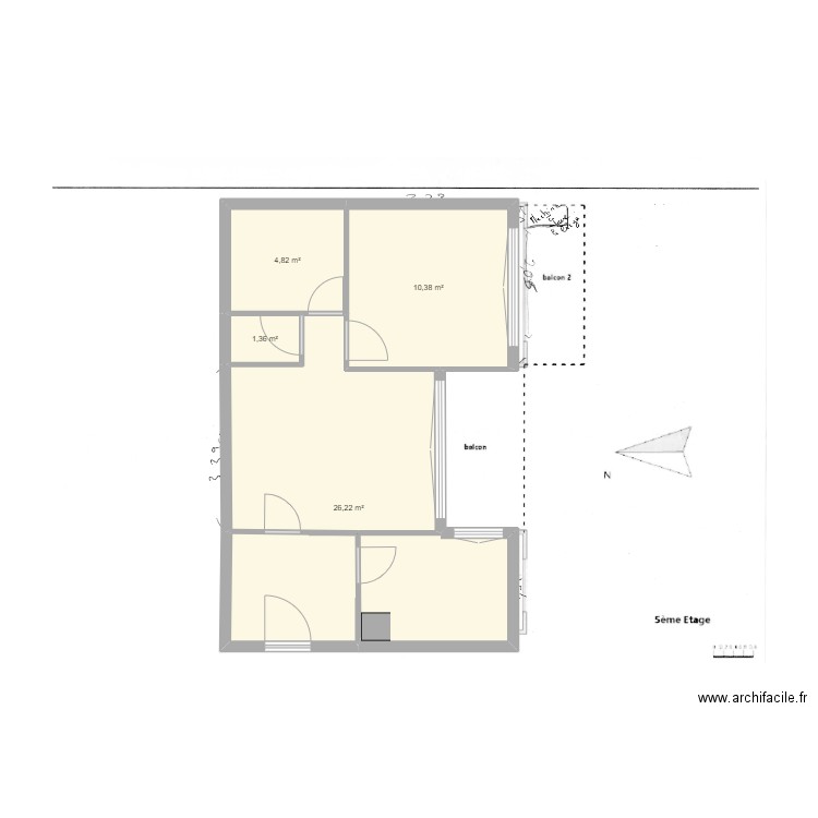 plan nathalie 1. Plan de 4 pièces et 43 m2